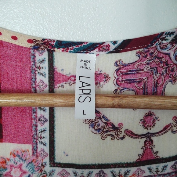 Lapis Boho patchwork fit and flare dress sz lg - Picture 3 of 14